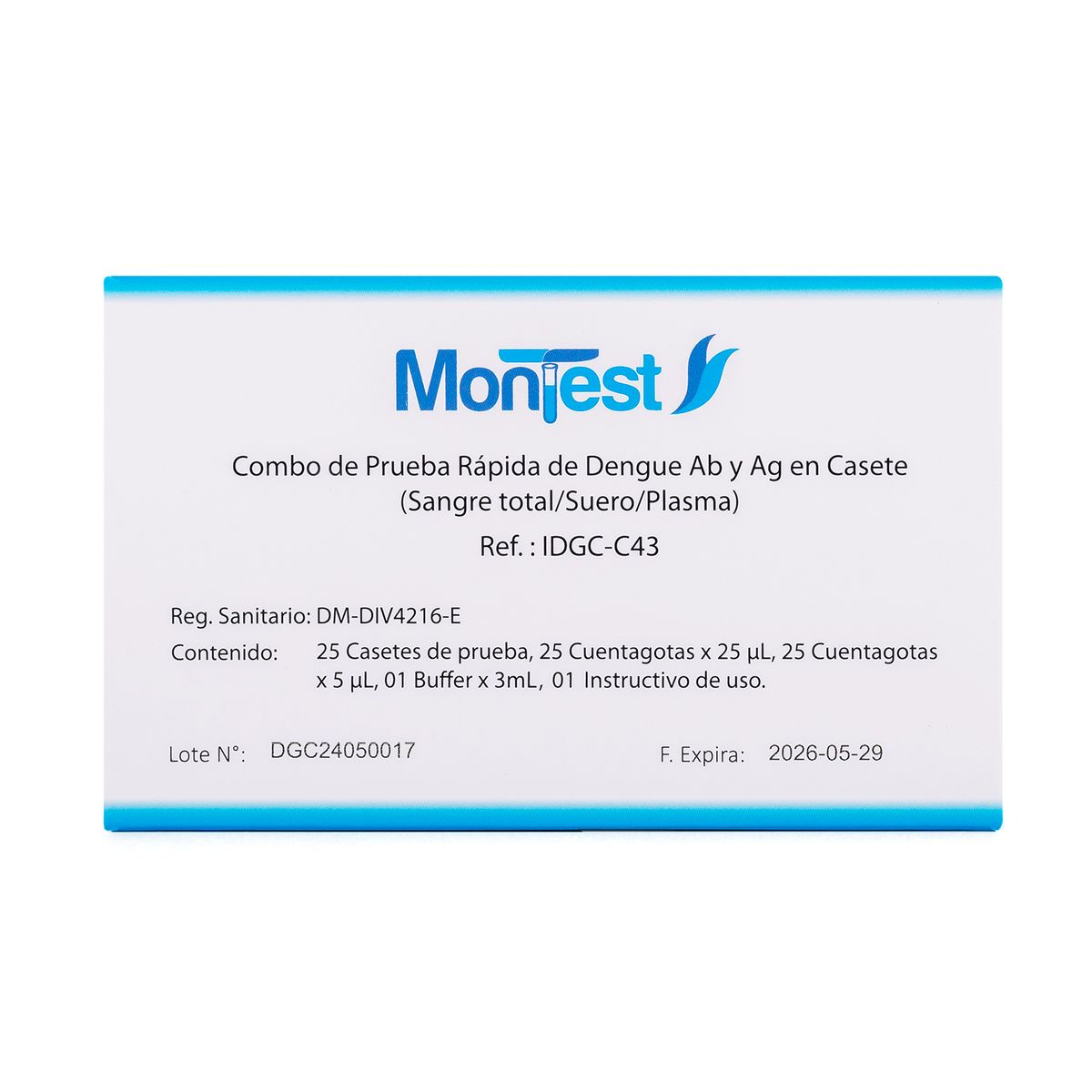 GENERICO - Prueba Rápida Dengue Ab Y Ag Casete Montest Caja 25 Und