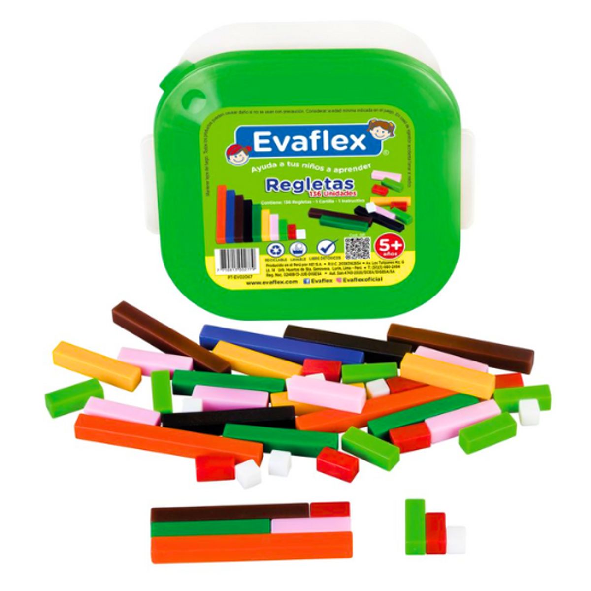 GENERICO - Set de Regletas Numéricas Multibase Tipo Cuisenaire 136 pzs
