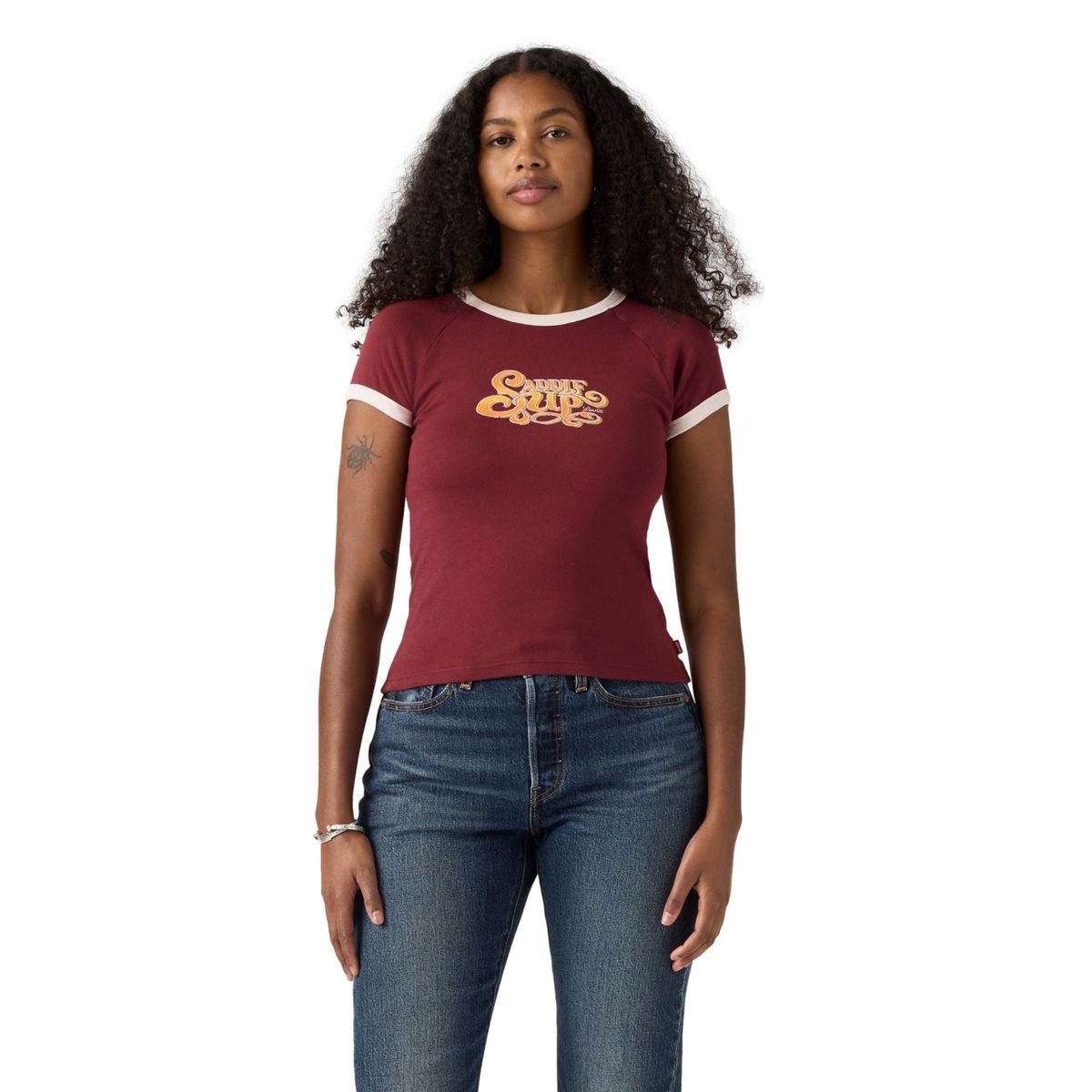 LEVIS - Polo Mujer Riley Raglan Tee Burdeo Levis