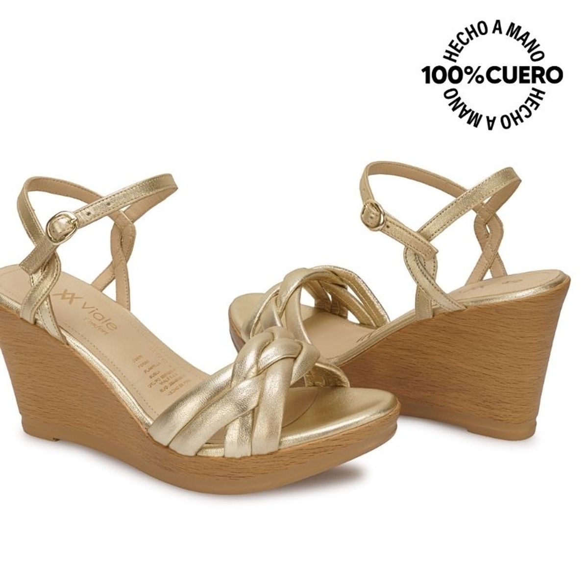 VIALE - Sandalia Dorsay Casual ECO-2603 Dorado Viale Cuero