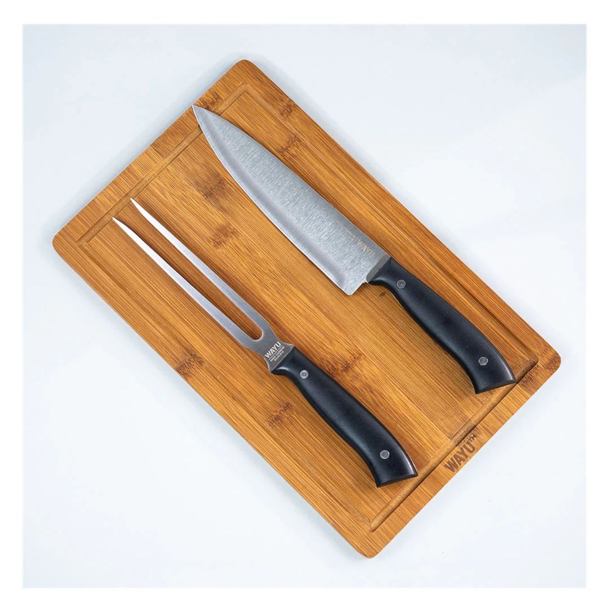 WAYU - SET CUCHILLO + TABLA DE BAMBOO WAYU