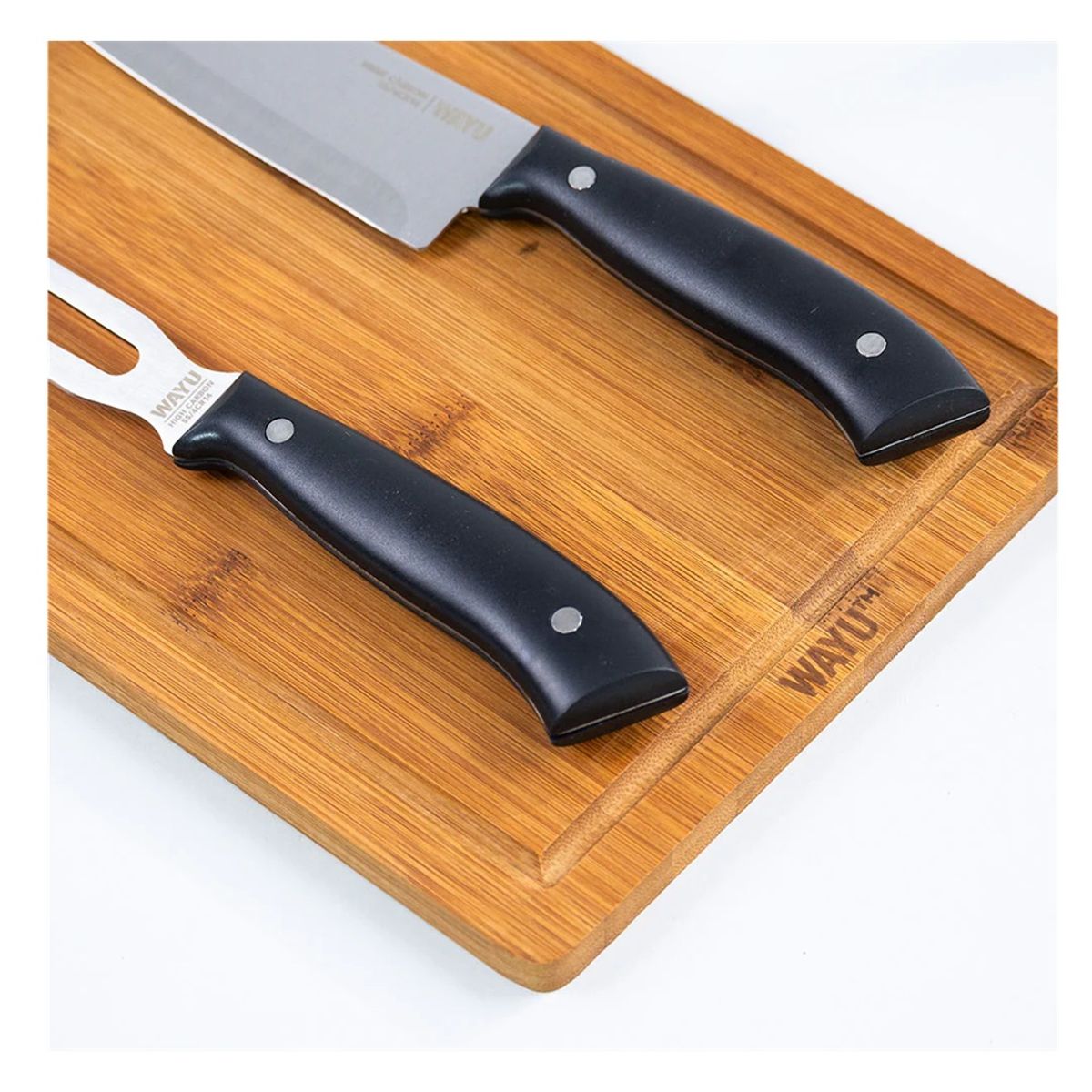 WAYU - SET CUCHILLO + TABLA DE BAMBOO WAYU