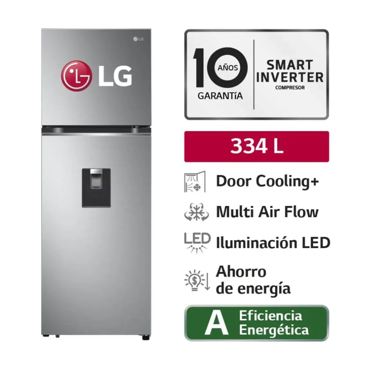 LG - REFRIGERADORA LG GT33WPP  334 LT DOOR COOLING TOP FREEZER PLATEADA