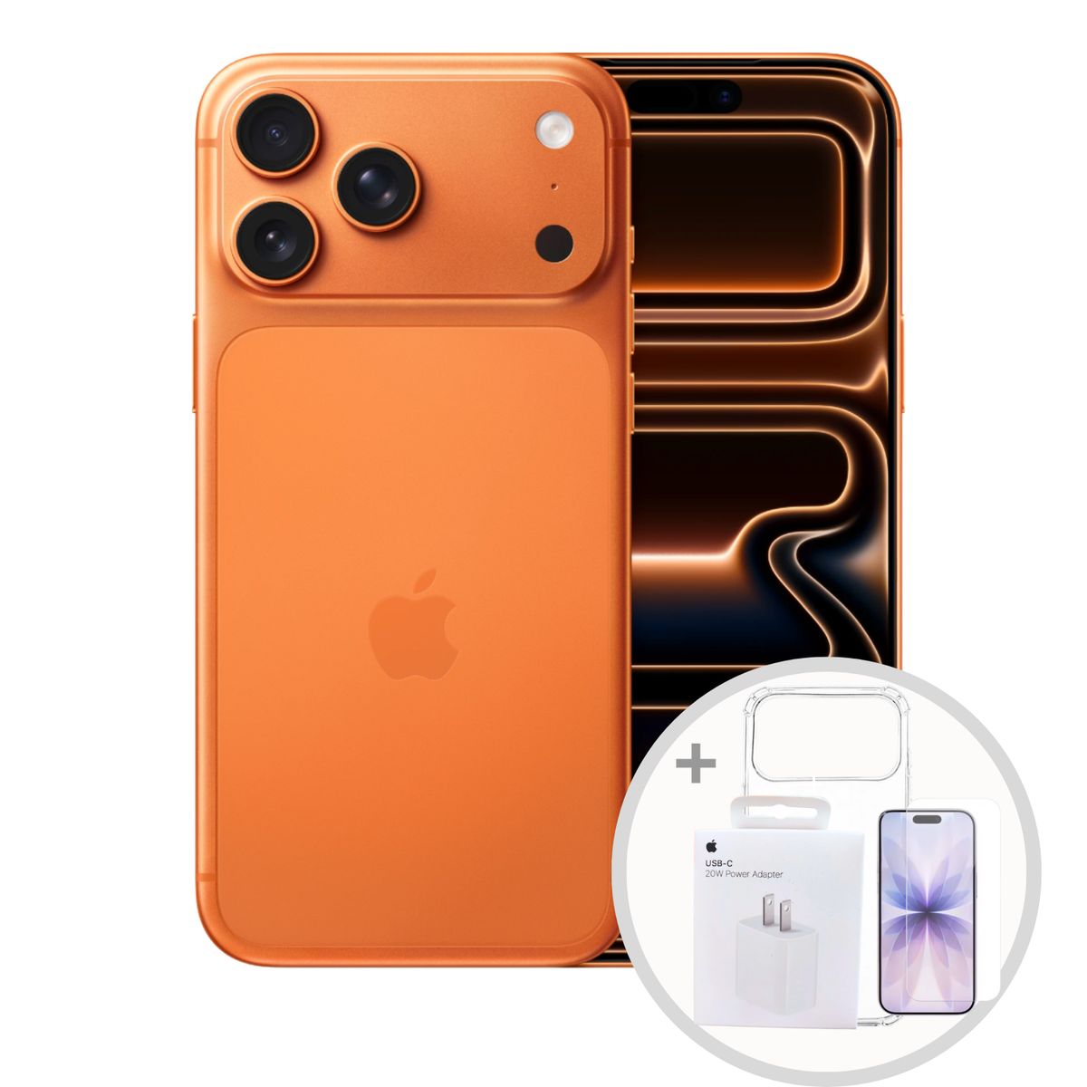 APPLE - IPHONE 17 PRO MAX 1TB ESIM + 40W to 60W CARGADOR + CASE + MICA - COSMIC ORANGE