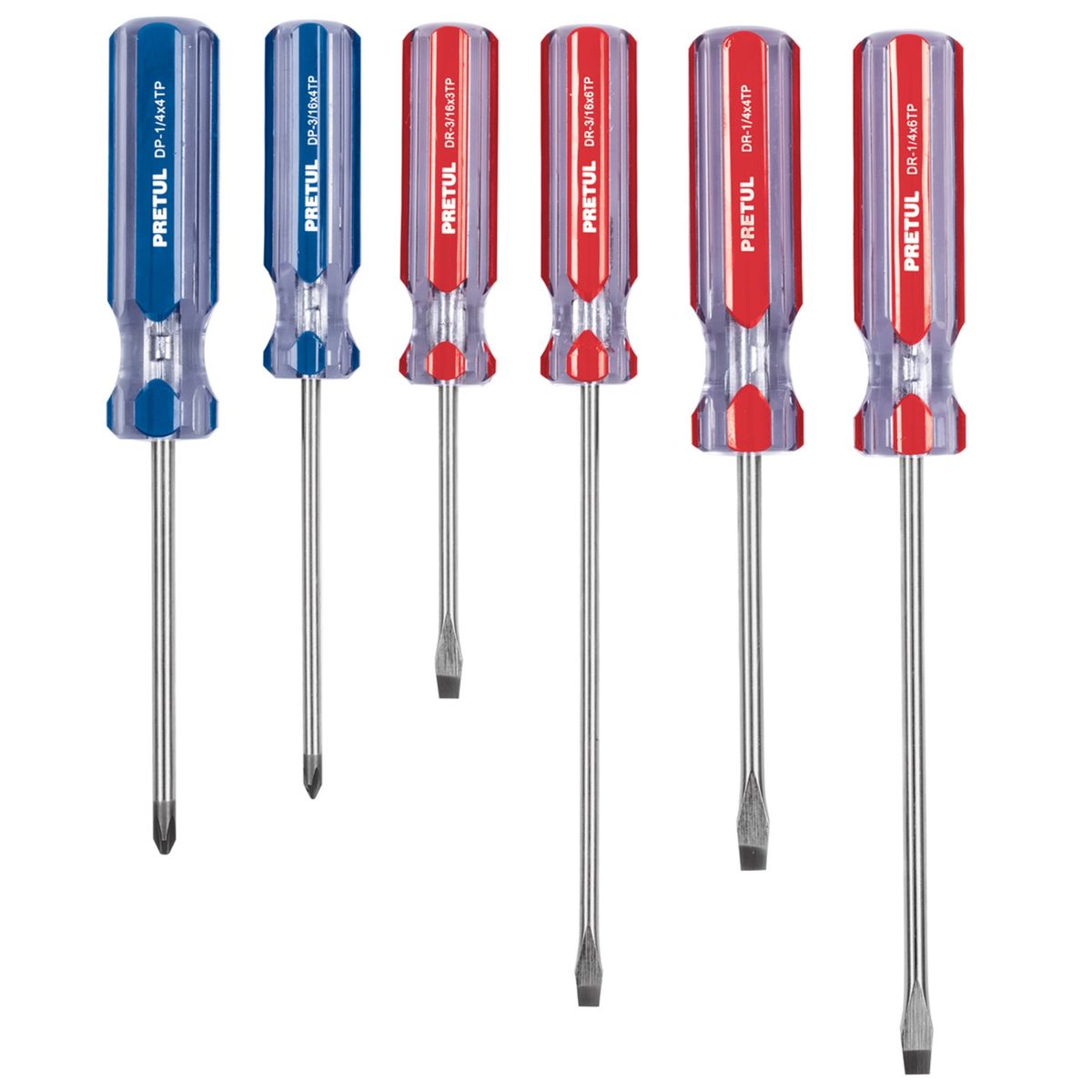 PRETUL - Desarmadores magnéticos Juego de 6 mango de PVC, Pretul