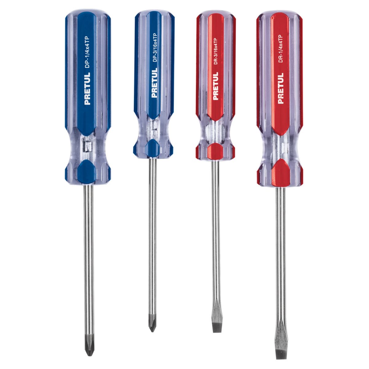 PRETUL - Desarmadores magnéticos Juego de 4 mango de PVC, Pretul