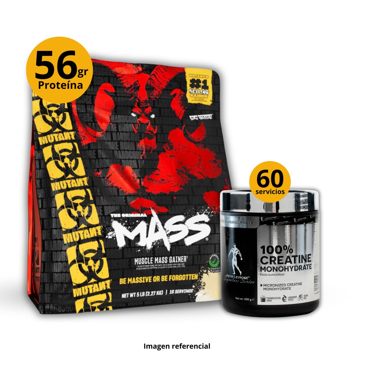 UNIVERSE NUTRITION - Ganador de masa Mutant mass 5lb Vainilla + Creatina Kevin Levrone de 300gr + regalos