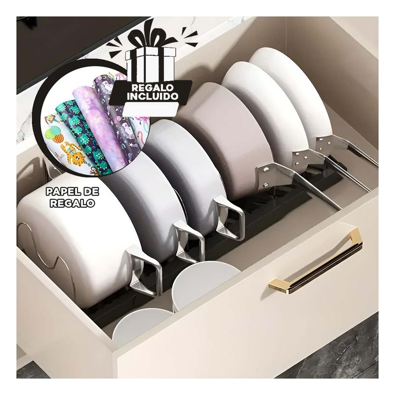 RYBIU IMPORT - Soporte para Tapas de Ollas Ovalada Negro Y+Papel de Regalo