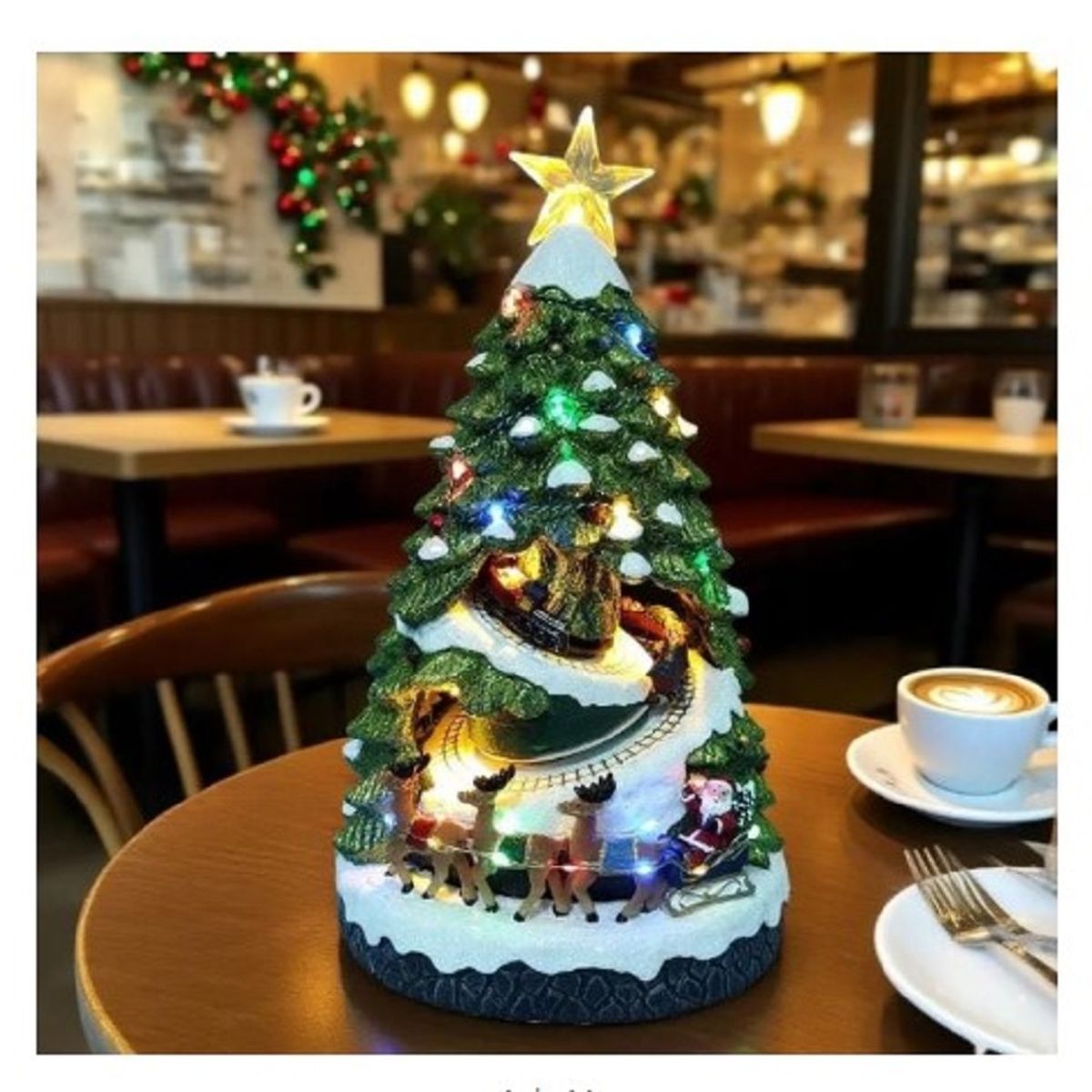 GENERICO - Villa Navideña Musical  GRANDE Modelo arbol con Trencitos Luz A1