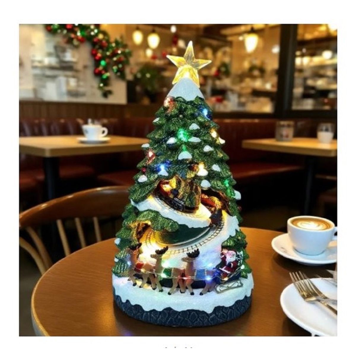 GENERICO - Villa Navideña Musical  GRANDE Modelo arbol con Trencitos Luz A1