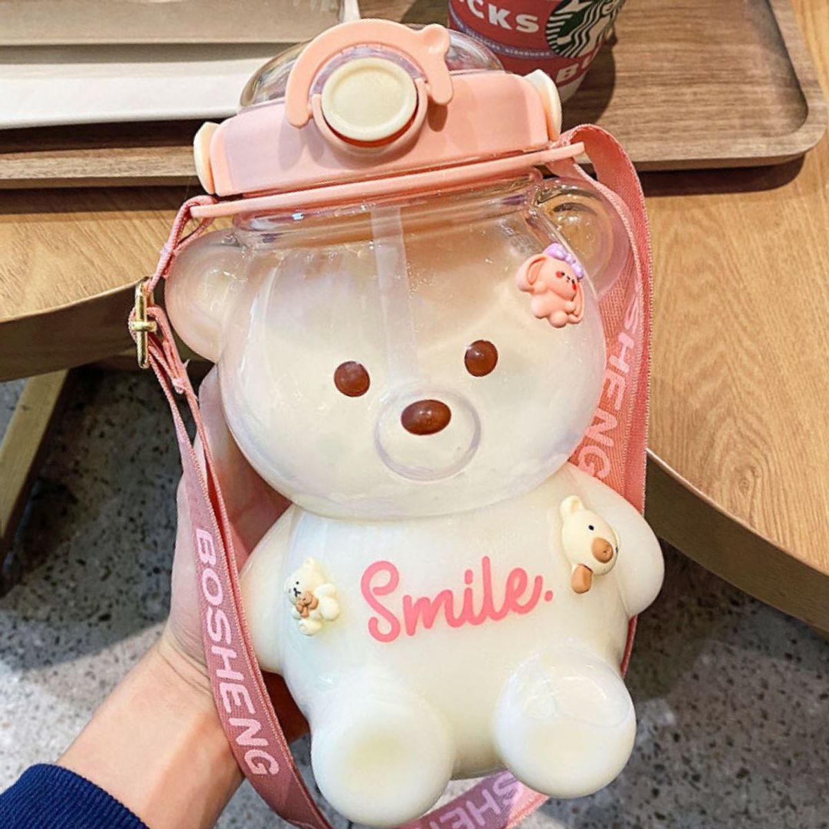 GENERICO - Tomatodo botella Osito 1400ml morado rosado DISEÑO ORIGINAL