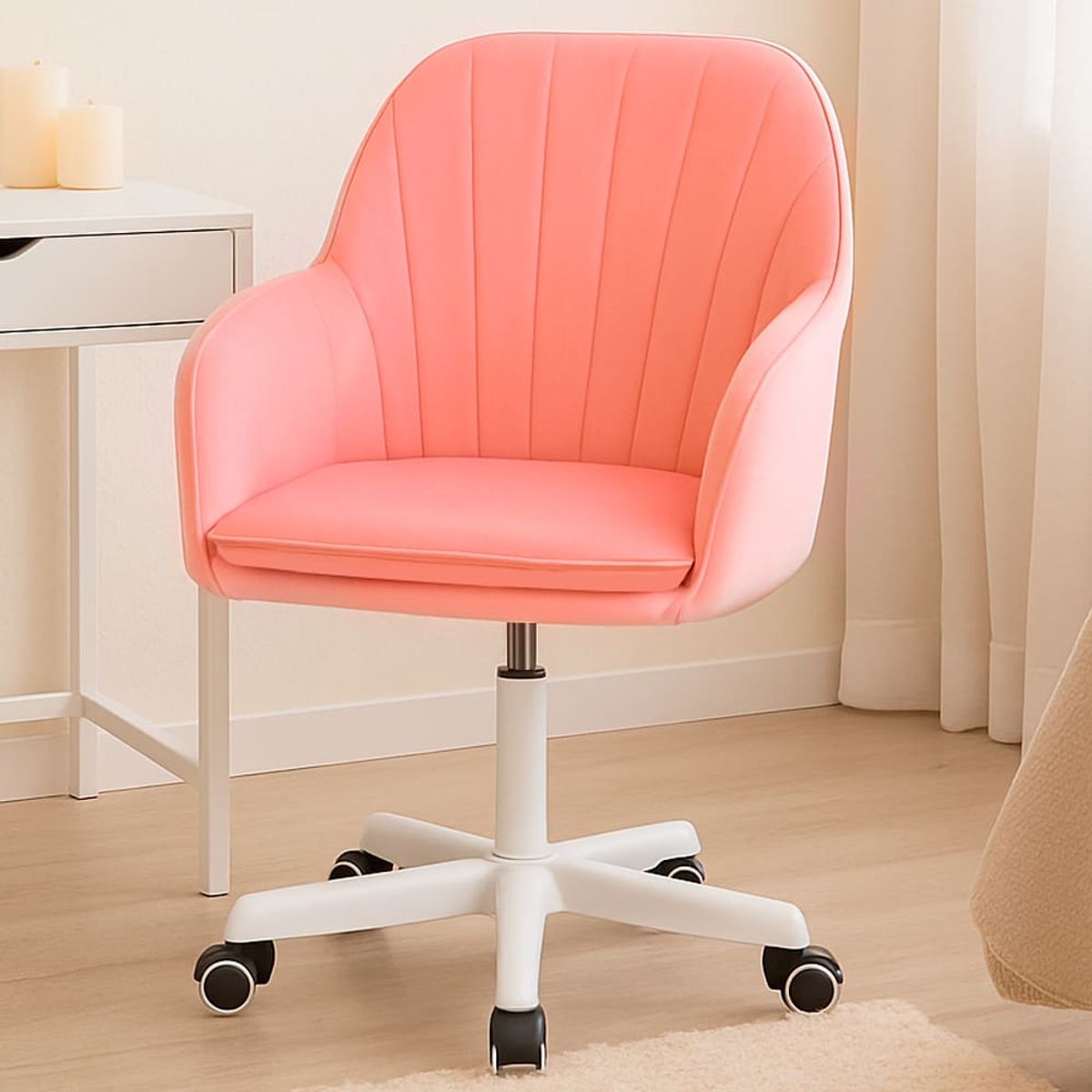 BUCKINGHAM - Silla Giratoria de Escritorio Oficina Buckingham Soft Rosado para Niña