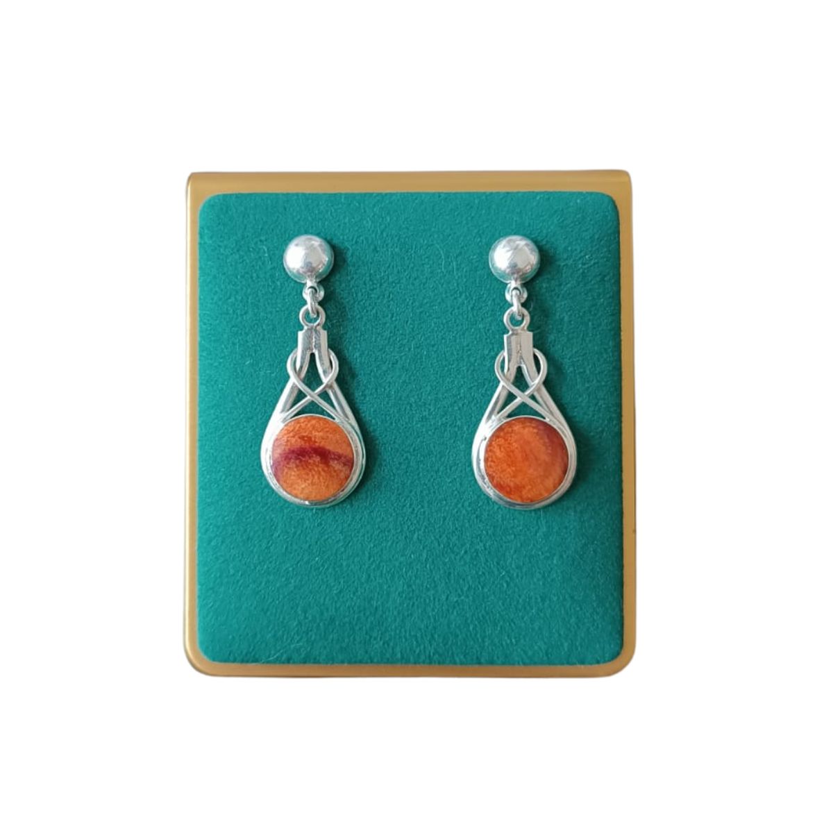 GENERICO - Aretes artesanales en piedra calcita y plata ley 950