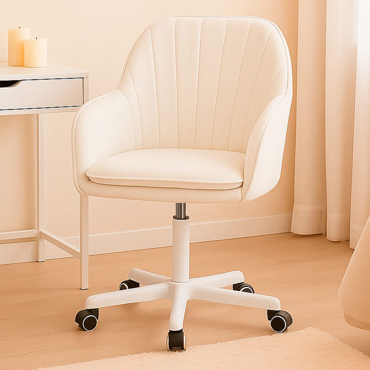 BUCKINGHAM - Silla Giratoria de Escritorio Oficina Buckingham Soft Blanca para Niña