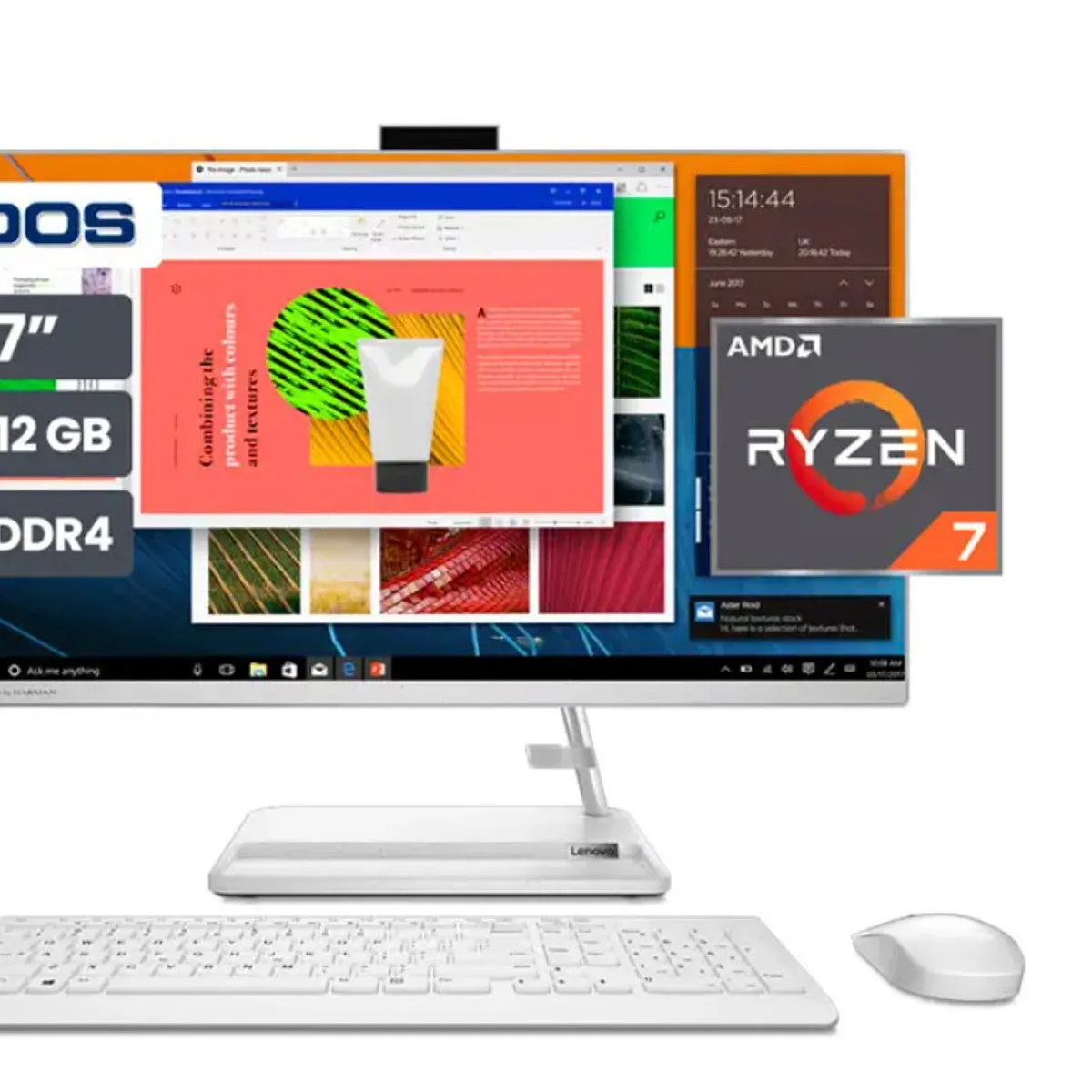 LENOVO - All In One Lenovo IdeaCentre AIO 3 27ALC6 Ryzen 7-7730U 16GB SSD512GB 27″