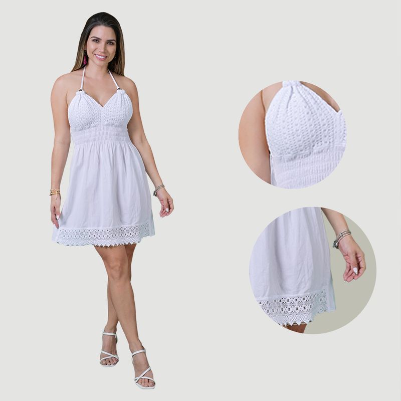 FORBER - Vestido Blanco Corto Mujer