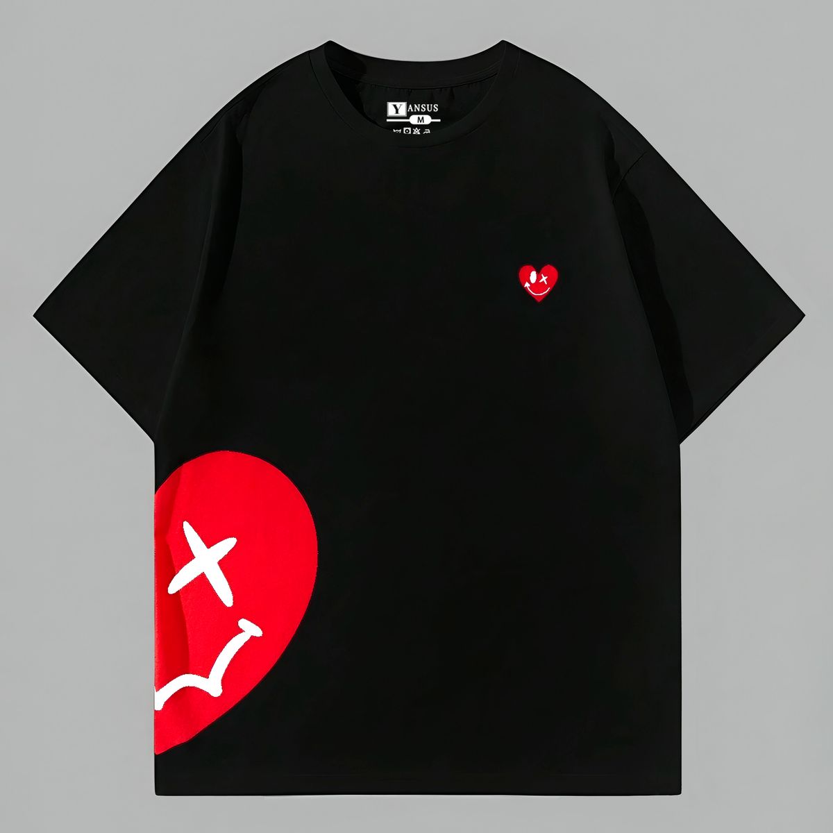 YANSUS - Polo Blanco Hombre Oversize Yansus Estampado Corazon