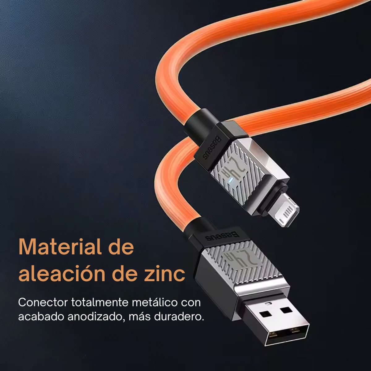 BASEUS - Cable de carga rápida USB A a Lightning 1m NARANJA - BASEUS
