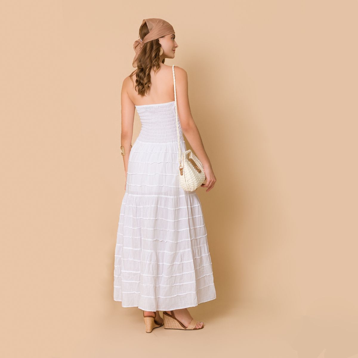 FORBER - Vestido Blanco Largo Mujer