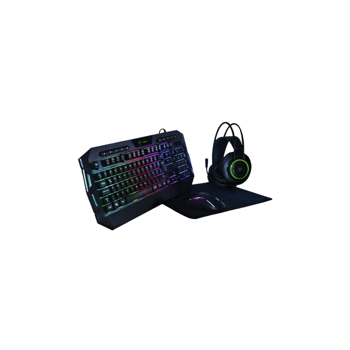 VSG - KIT GAMER CRUX VSG 4 EN 1 TECLADO + MOUSE + AUDÍFONOS + PADMOUSE CON CABLE