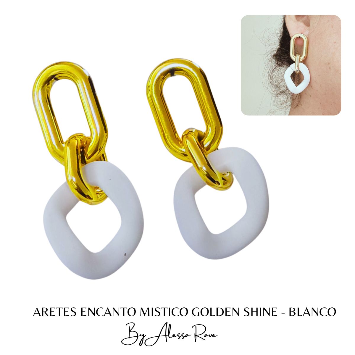 GENERICO - ARETES ENCANTO MISTICO GOLDEN SHINE - BLANCO