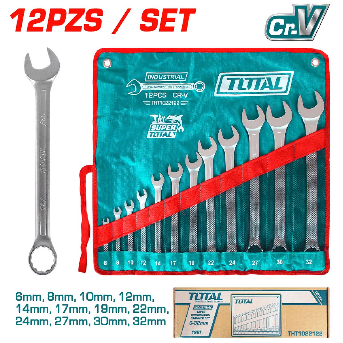 TOTAL TOOLS - Juego De Llaves Mixtas 12 Piezas Total - THT1022122