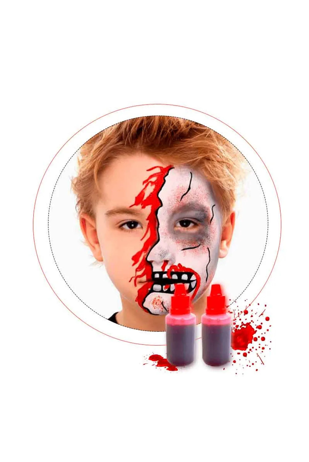 Sangre Artificial Festicy 15 Ml Con Pincel | Maquillaje De Halloween Realista | Fácil De Aplicar Y Lavar | Ideal Para Disfraces De Vampiro, Zombi Y Heridas Falsas | Incluye Pincel