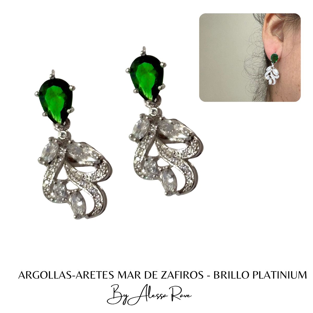 GENERICO - ARGOLLAS-ARETES MAR DE ZAFIROS - BRILLO PLATINIUM