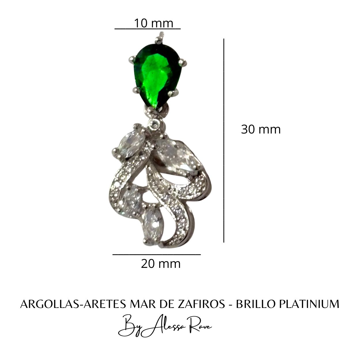 GENERICO - ARGOLLAS-ARETES MAR DE ZAFIROS - BRILLO PLATINIUM