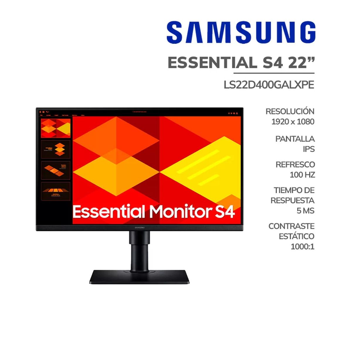 SAMSUNG - MONITOR SAMSUNG 22 S4 LS22D400GAL FHD