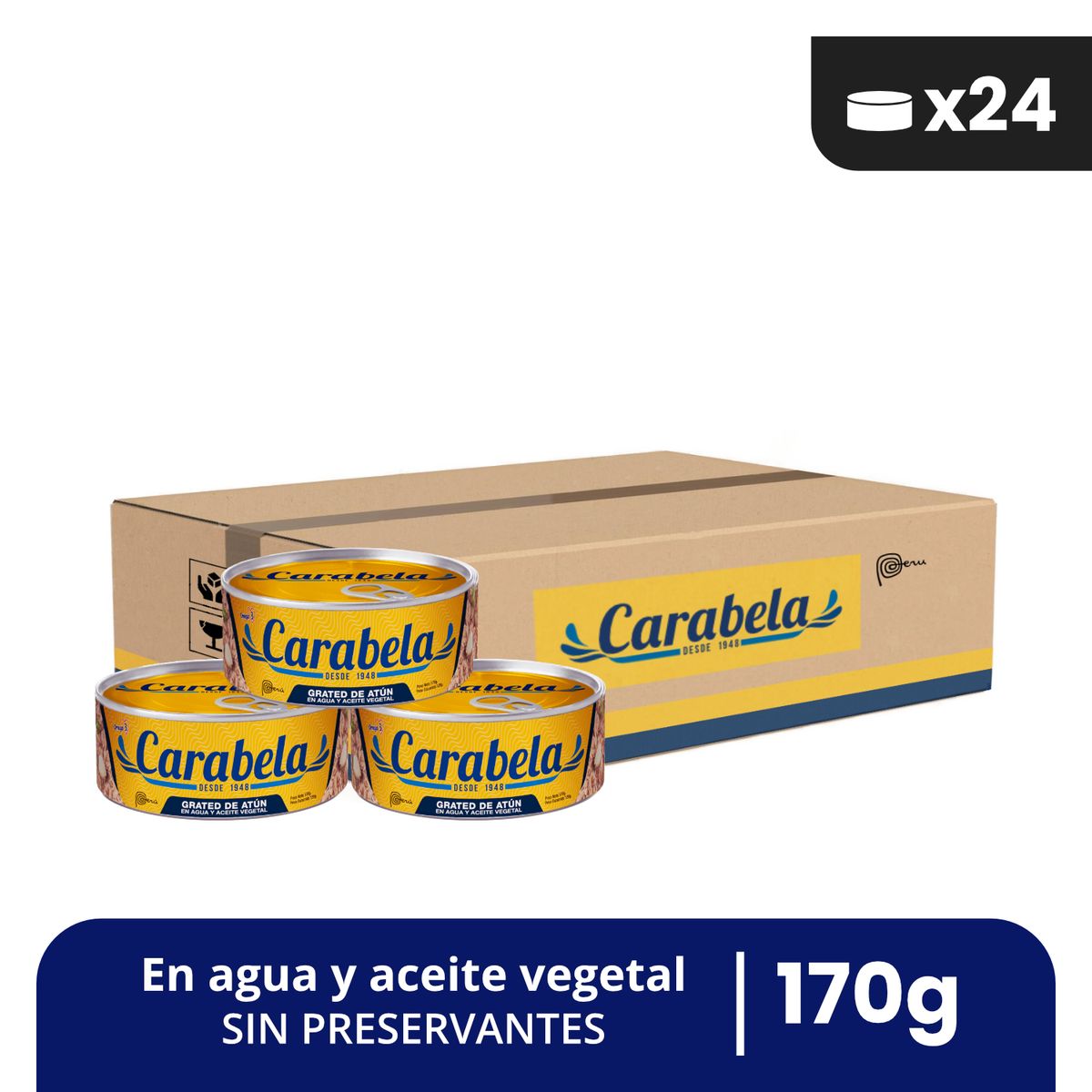 CARABELA - Grated de atún en aceite vegetal Carabela - Caja x24