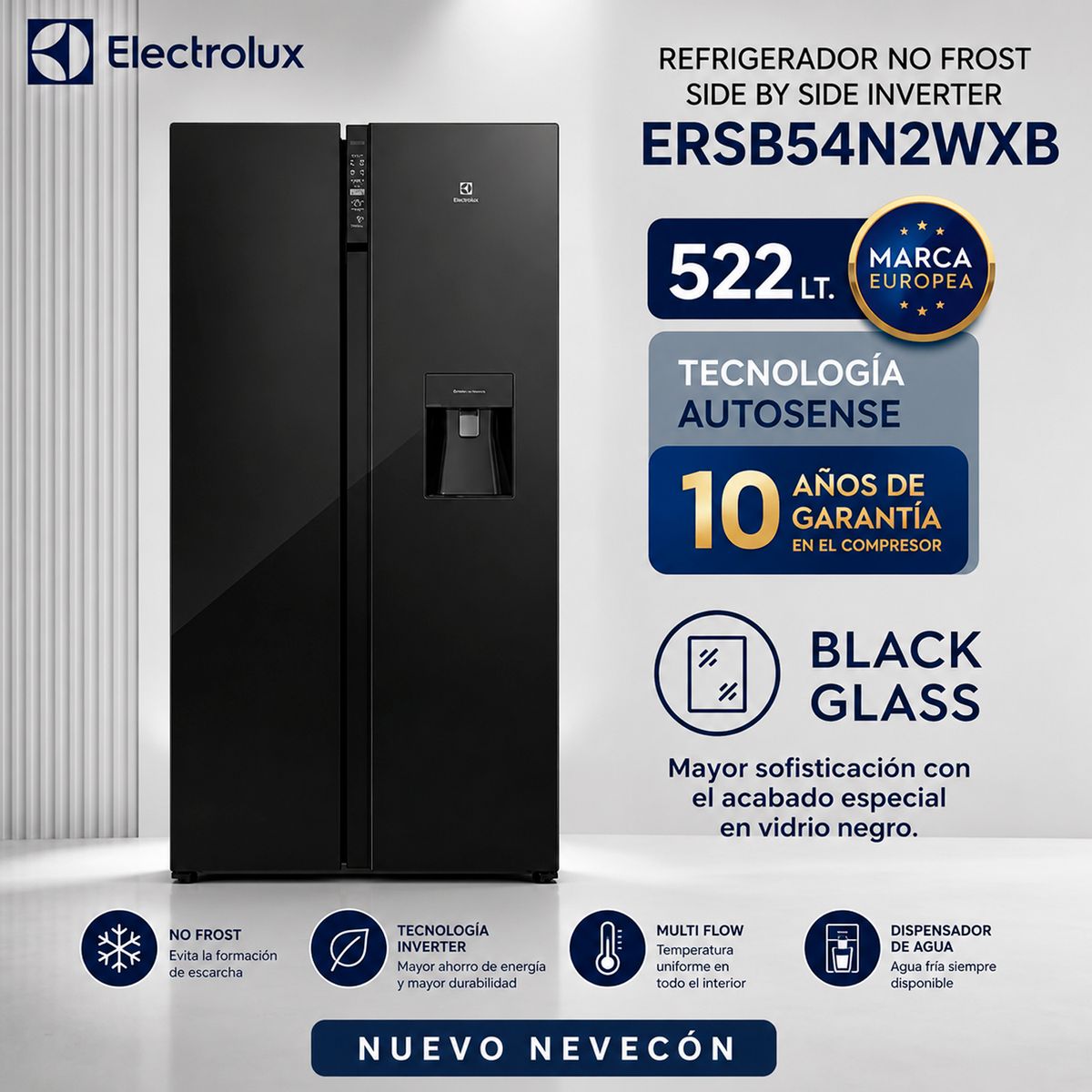 ELECTROLUX - Refrigerador No Frost Side By Side Inverter 522 Litros Black
