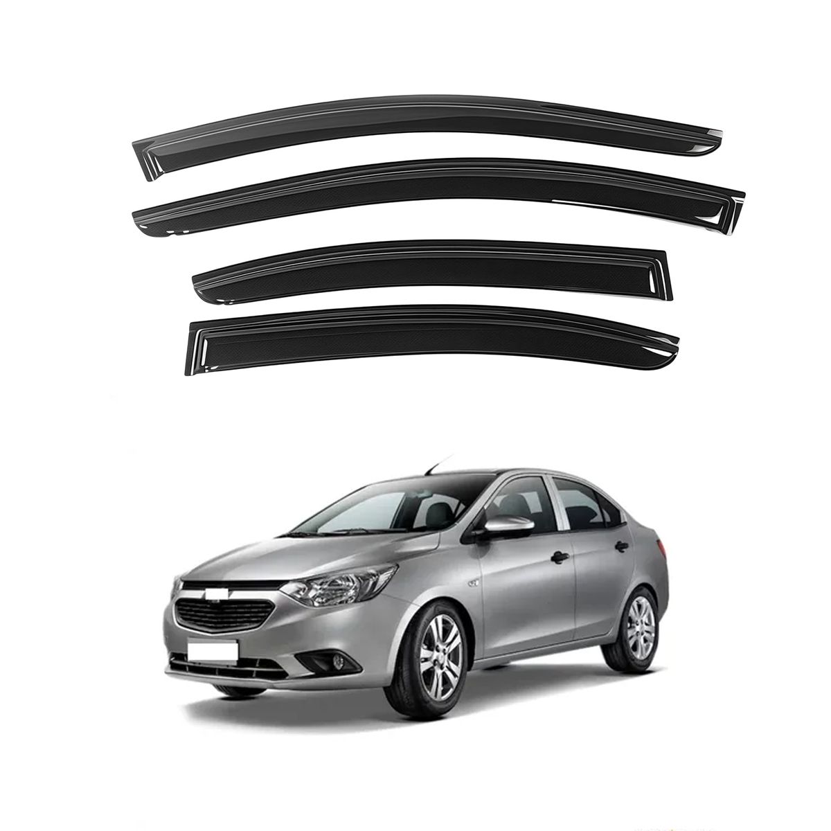 GENERICO - Correlluvias Viseras Para Chevrolet Sail 2016-2024 Negro Premiun