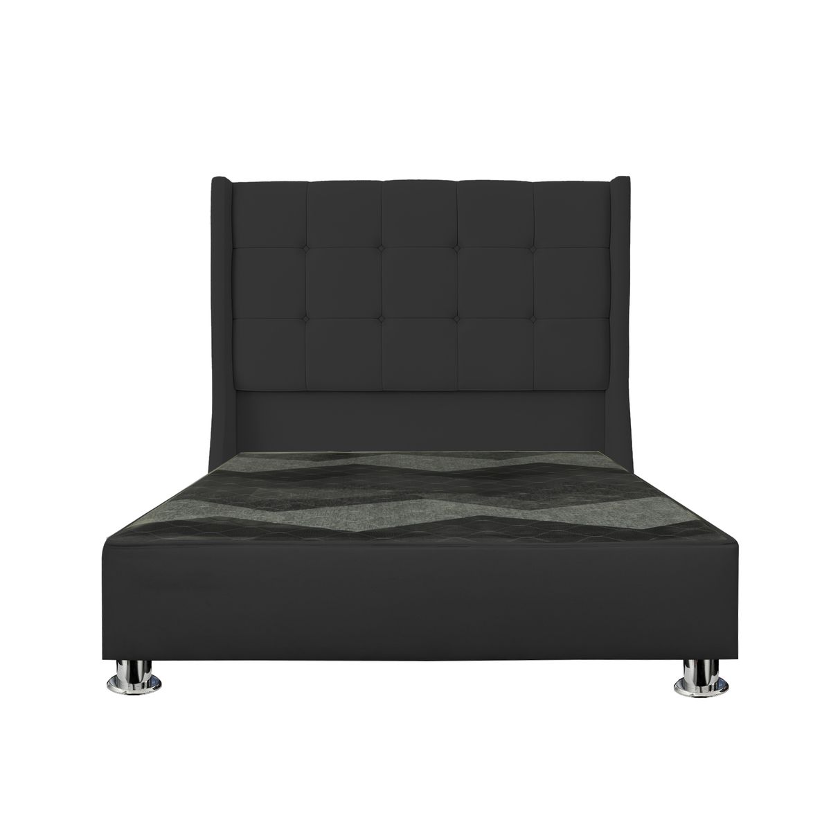 GENERICO - Cama tapizada Cielo Pcromadas - 2plz Negro