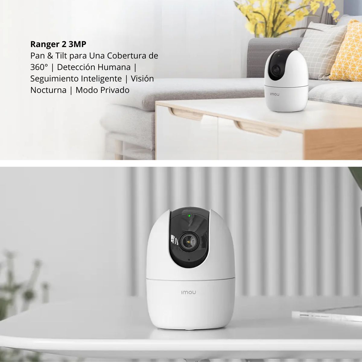 IMOU - Kit de 2 Cámara seguridad WiFi 360° Ranger 2 3MP + Micro SD 128GB Interior IMOU