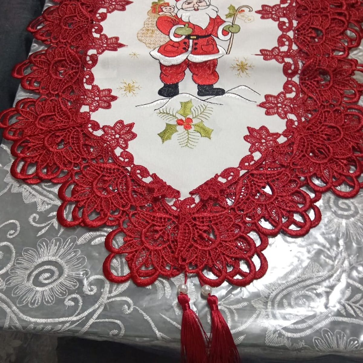 GENERICO - Camino de Mesa Navideño lino elegante bordado