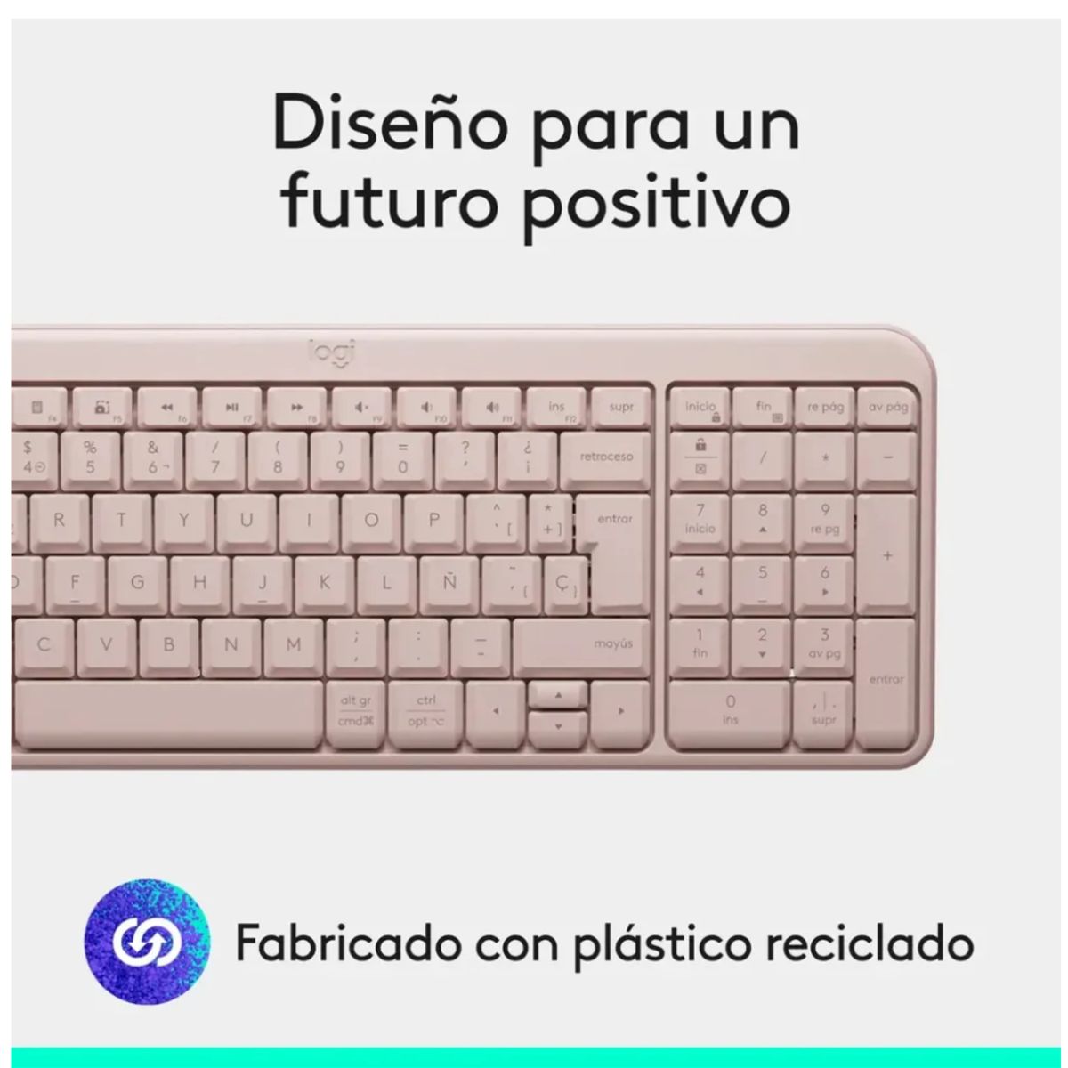 LOGITECH - Teclado Logitech K250 Con Pad Numérico Rosado Español