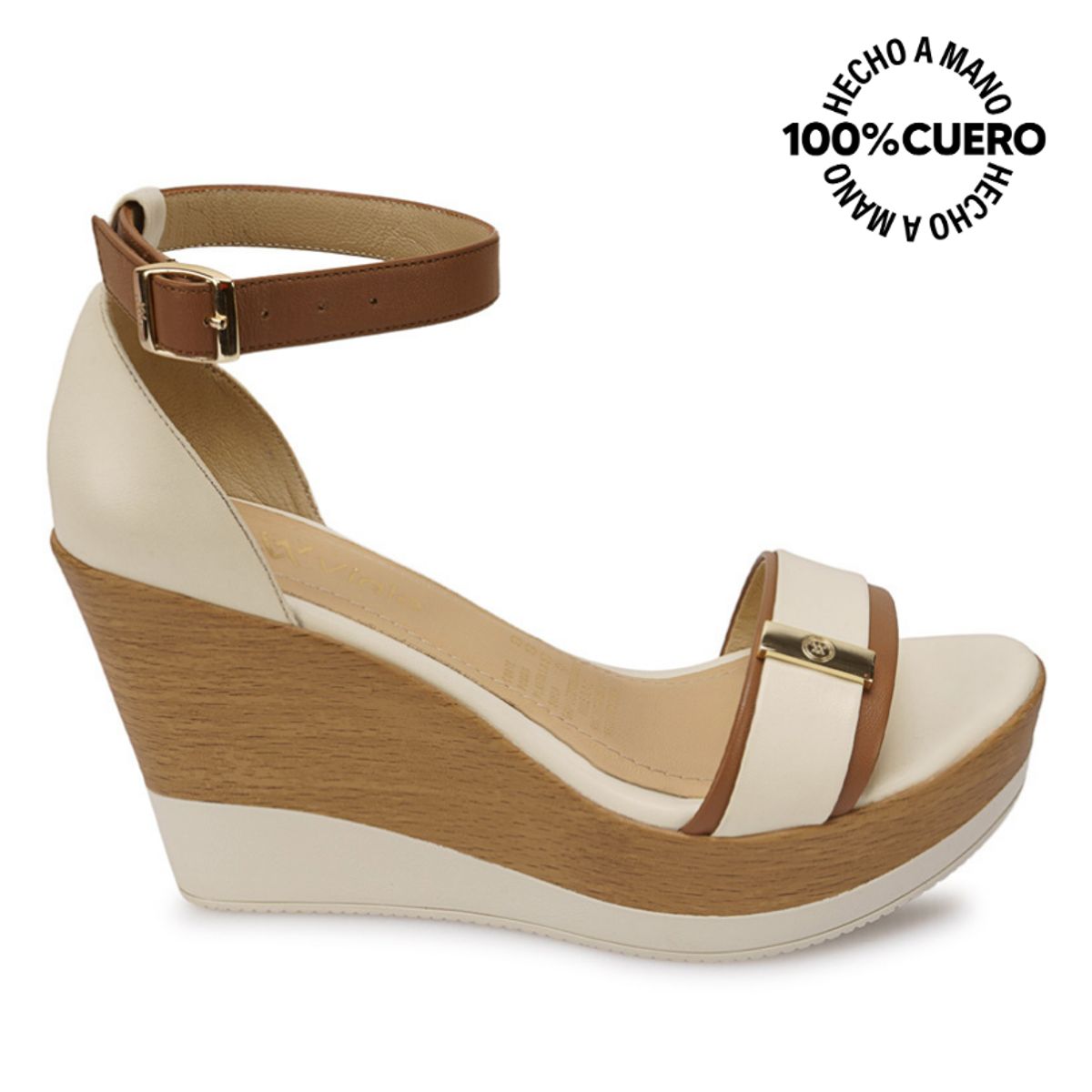 VIALE - Sandalia Dorsay Casual SOFI-2609 Hueso Viale Cuero