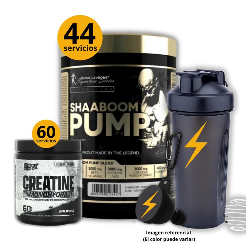 UNIVERSE NUTRITION - Preentreno Shaboom pump Kevin Levrone + Creatina Nutrex de 300gr + regalos