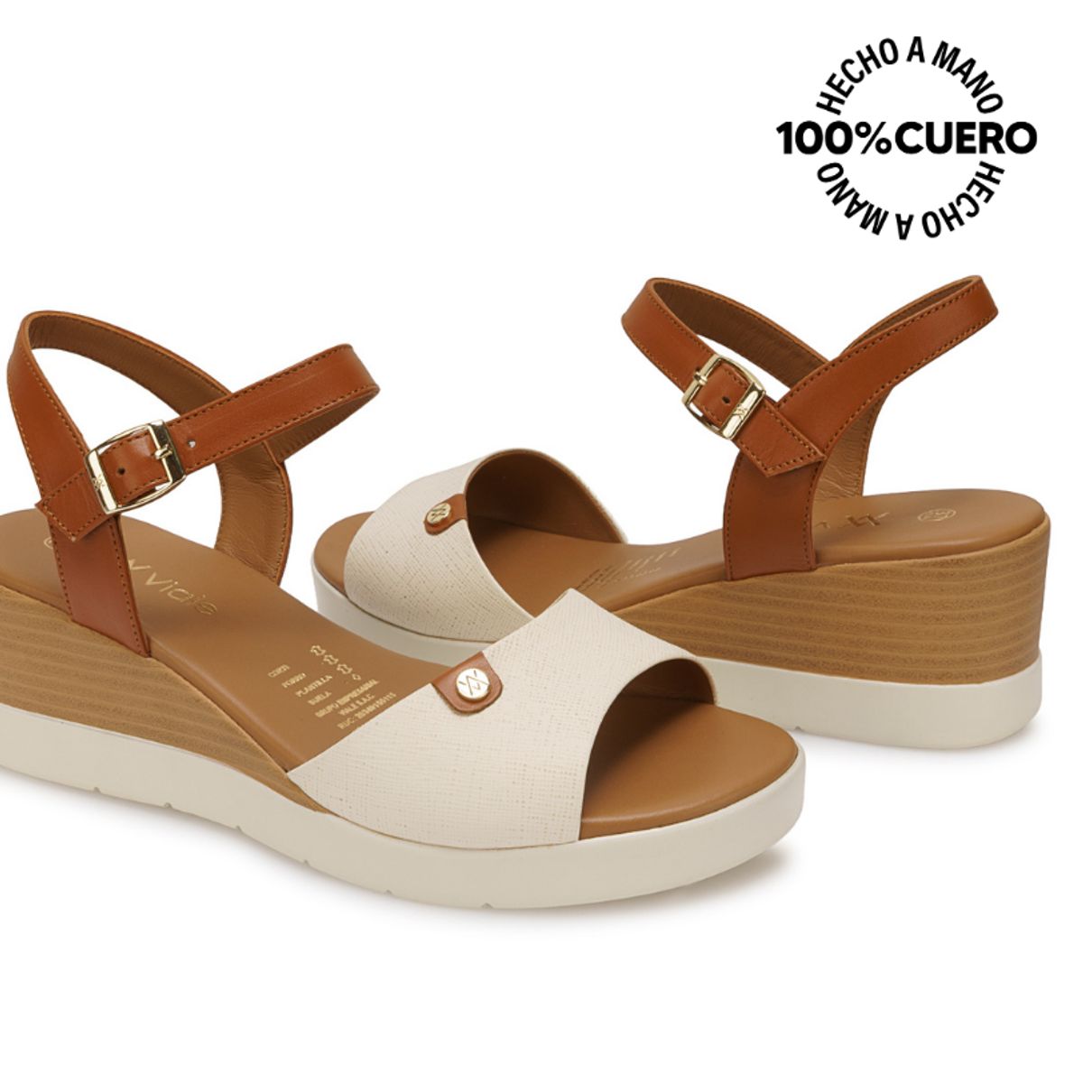 VIALE - Sandalia Dorsay Casual TASTE-2601 Perla Viale Cuero