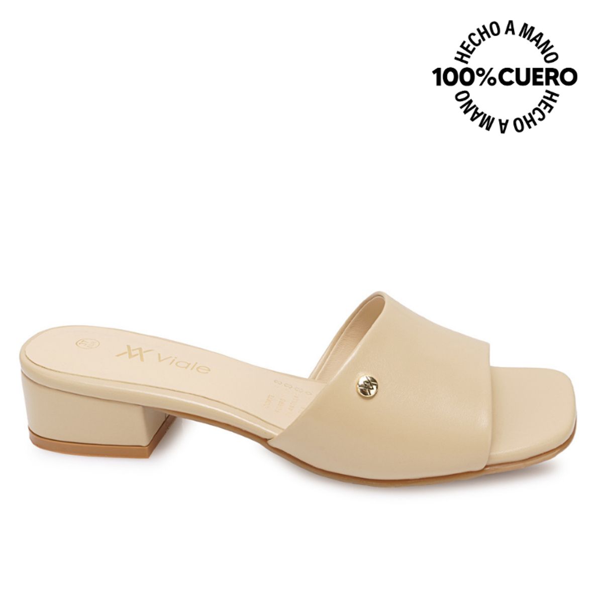 VIALE - Sandalia Slide Casual TATI-2611 Pele Viale Cuero