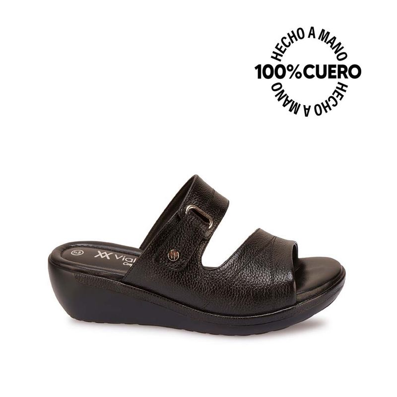 VIALE - Sandalia Strap Casual WIL-2601 Negro Viale Cuero