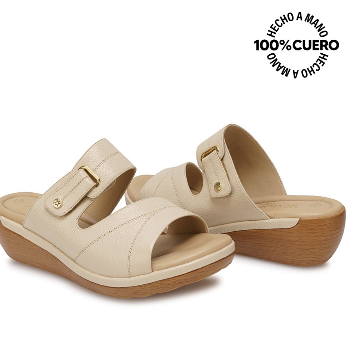 VIALE - Sandalia Strap Casual WIL-2601 Vainilla Viale Cuero