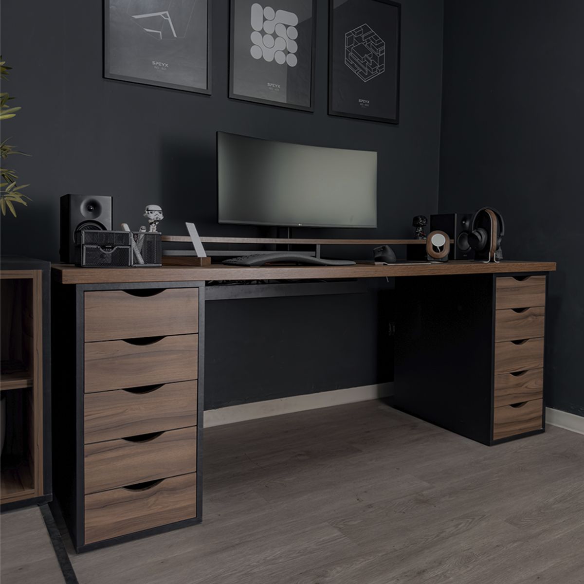 GENERICO - Escritorio Fijo con doble cajonera y encimera