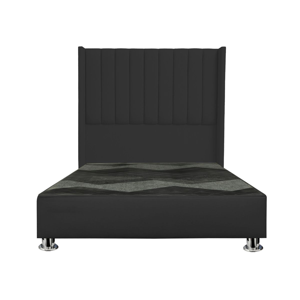 GENERICO - Cama tapizada Roma Pcromadas - 15plz Negro