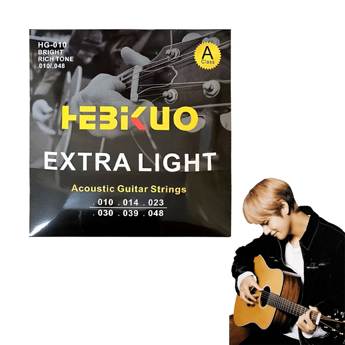 HEBIKUO - JUEGO DE 6 CUERDAS DE METAL PARA GUITARRA ACUSTICA I CALIBRE 10
