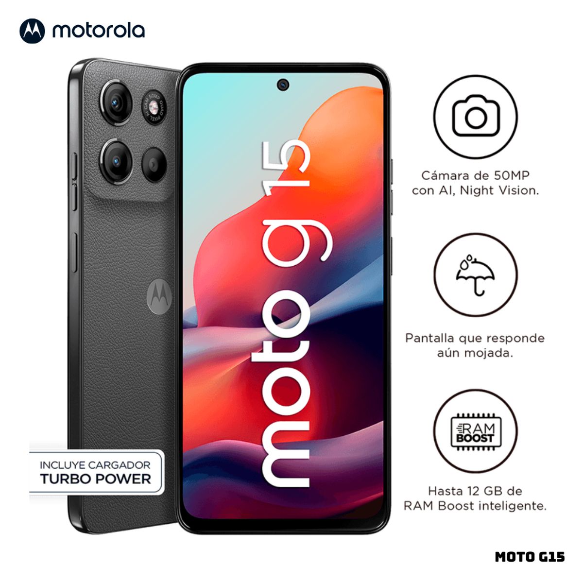 MOTOROLA - CELULAR MOTOROLA MOTO G15 4GB RAM 256GB ROM - GRIS