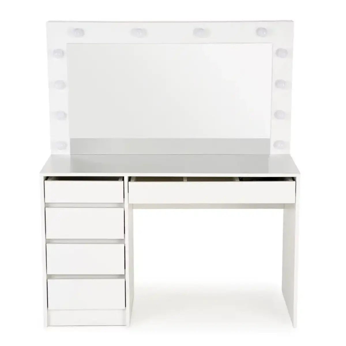 R&R MUEBLES - Tocador Moderno con Espejo y Luz LED Tatiana Blanco R&R MUEBLES