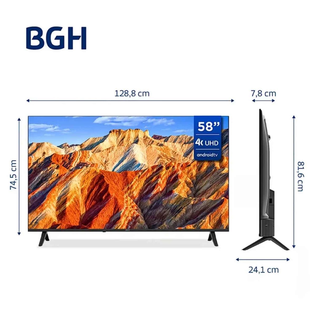 BGH - Televisor BGH B5824UK6AIP 58 Pulgadas UHD 4K Smart Android TV