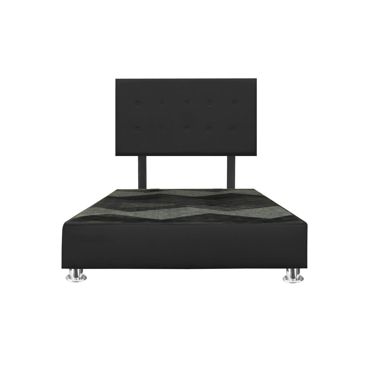 GENERICO - Cama tapizada Petal Pcromadas - 2plz Negro